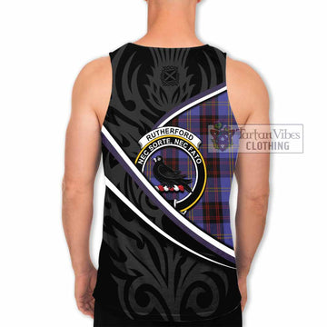 Rutherford Tartan Family Crest Men Tank Top Celtic Scottish Thistle Floral - Tartan Vibes Clothing