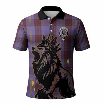 Rutherford Tartan Family Crest Polo Shirt Crowned Lion Roaring