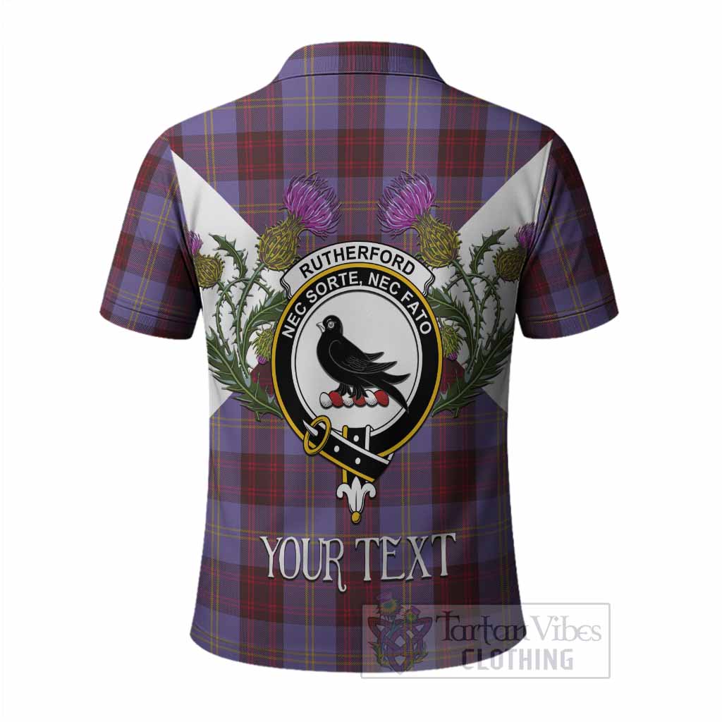 Rutherford Tartan Family Crest Polo Shirt Scottish Burns Night Thistle Floral