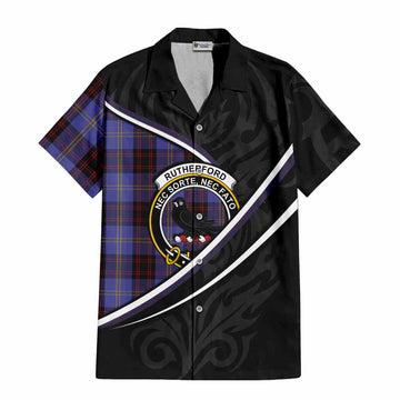 Rutherford Tartan Family Crest Hawaiian Shirt Celtic Scottish Thistle Floral