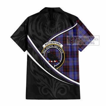 Rutherford Tartan Family Crest Hawaiian Shirt Celtic Scottish Thistle Floral