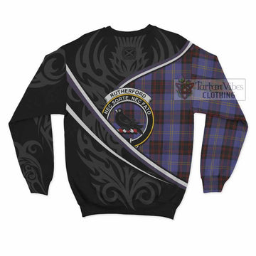 Rutherford Tartan Family Crest Sweatshirt Celtic Scottish Thistle Floral - Tartan Vibes Clothing