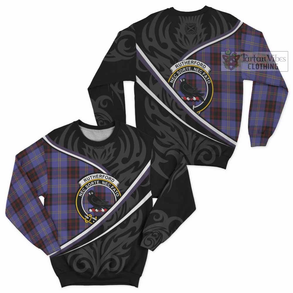 Rutherford Tartan Family Crest Sweatshirt Celtic Scottish Thistle Floral - Tartan Vibes Clothing
