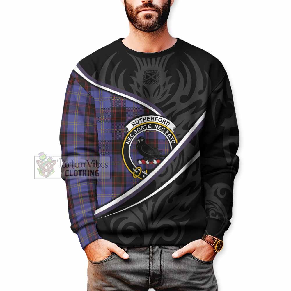 Rutherford Tartan Family Crest Sweatshirt Celtic Scottish Thistle Floral - Tartan Vibes Clothing