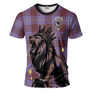 Rutherford Tartan Family Crest T-Shirt Crowned Lion Roaring
