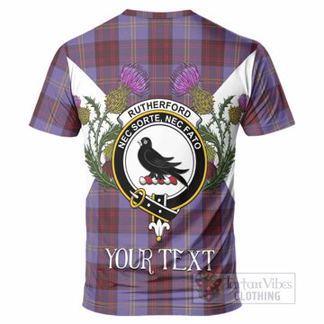Rutherford Tartan Family Crest T-Shirt Scottish Burns Night Thistle Floral