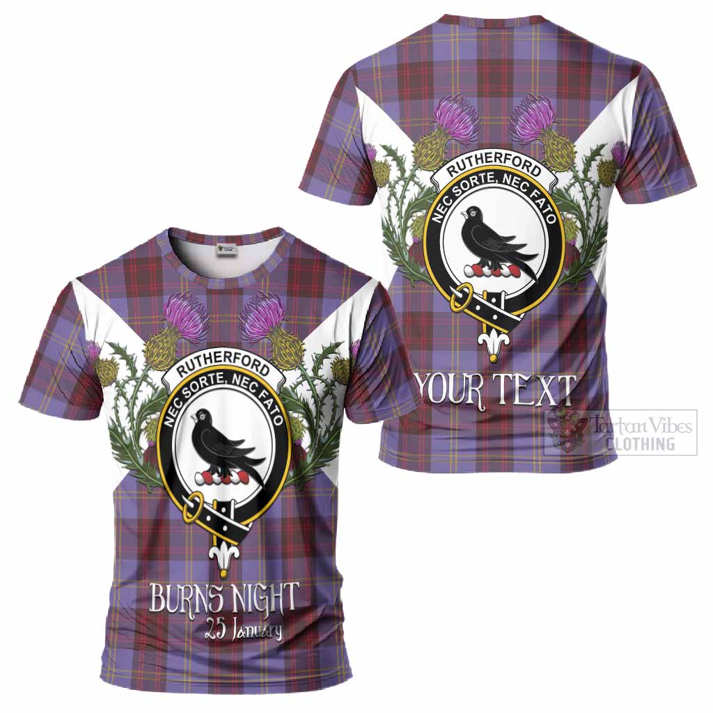 Rutherford Tartan Family Crest T-Shirt Scottish Burns Night Thistle Floral