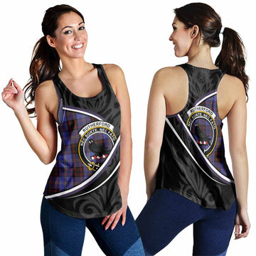 Rutherford Tartan Family Crest Women Racerback Tanks Celtic Scottish Thistle Floral - Tartan Vibes Clothing