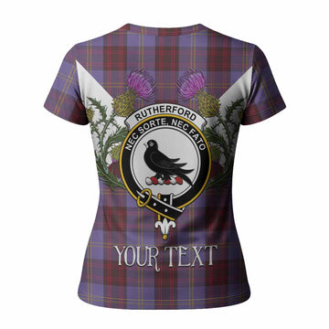 Rutherford Tartan Family Crest Women T shirt Scottish Burns Night Thistle Floral