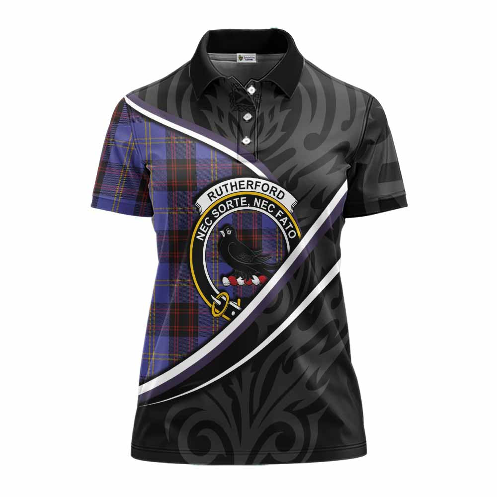 Rutherford Tartan Family Crest Women's Polo Shirt Celtic Scottish Thistle Floral - Tartan Vibes Clothing