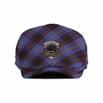 Rutherford Tartan Flat Cap, Jeff Cap Cross Style with Family Crest