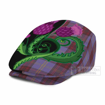 Rutherford Tartan Flat Cap, Jeff Cap Traditional Scottish Thistle