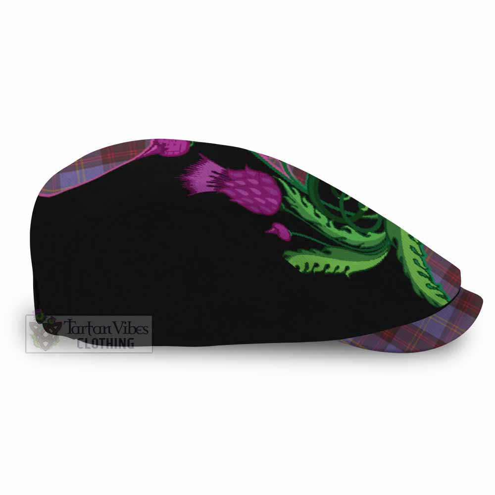 Rutherford Tartan Flat Cap, Jeff Cap Traditional Scottish Thistle