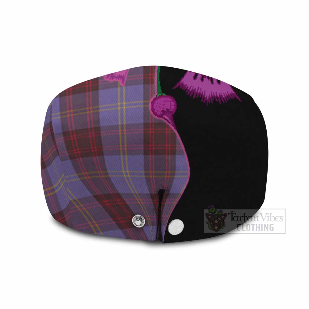 Rutherford Tartan Flat Cap, Jeff Cap Traditional Scottish Thistle