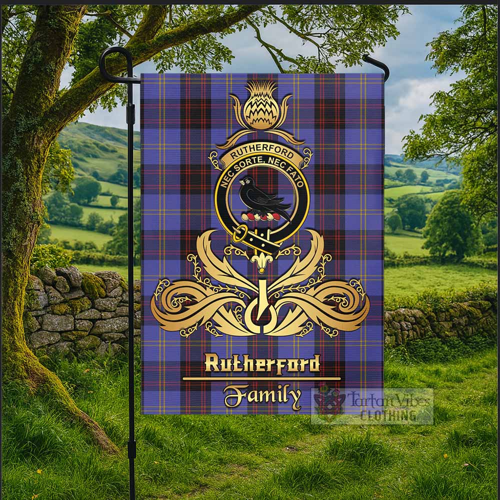 Rutherford Tartan Garden Flag with Highland Thistle Cherish Family Crest Style - Tartan Vibes Clothing