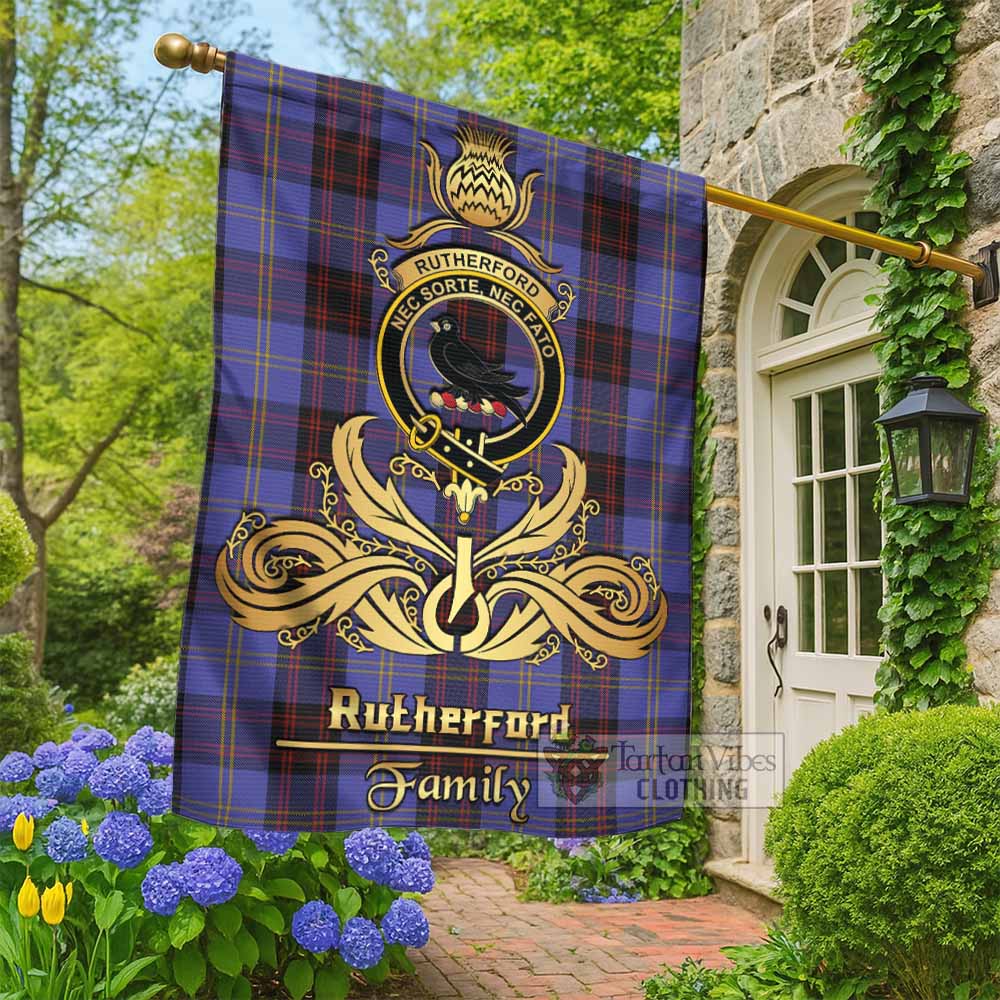 Rutherford Tartan Garden Flag with Highland Thistle Cherish Family Crest Style - Tartan Vibes Clothing