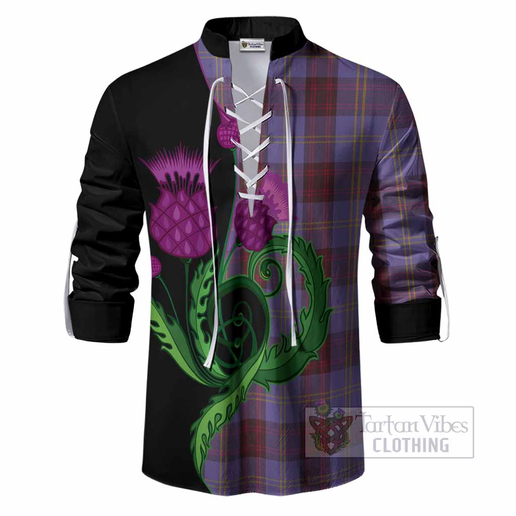 Rutherford Tartan Ghillie Shirt Traditional Scottish Thistle