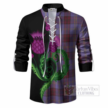 Rutherford Tartan Ghillie Shirt Traditional Scottish Thistle