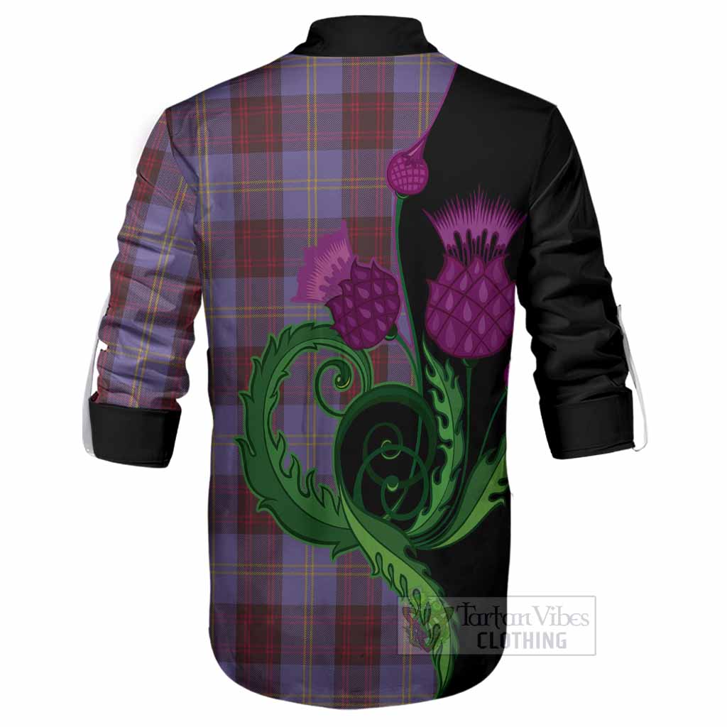 Rutherford Tartan Ghillie Shirt Traditional Scottish Thistle