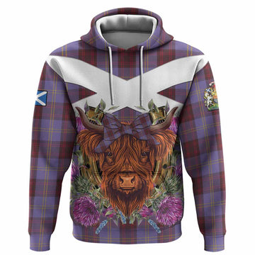 Rutherford Tartan Hoodie Scottish Thistle Heilan Coo