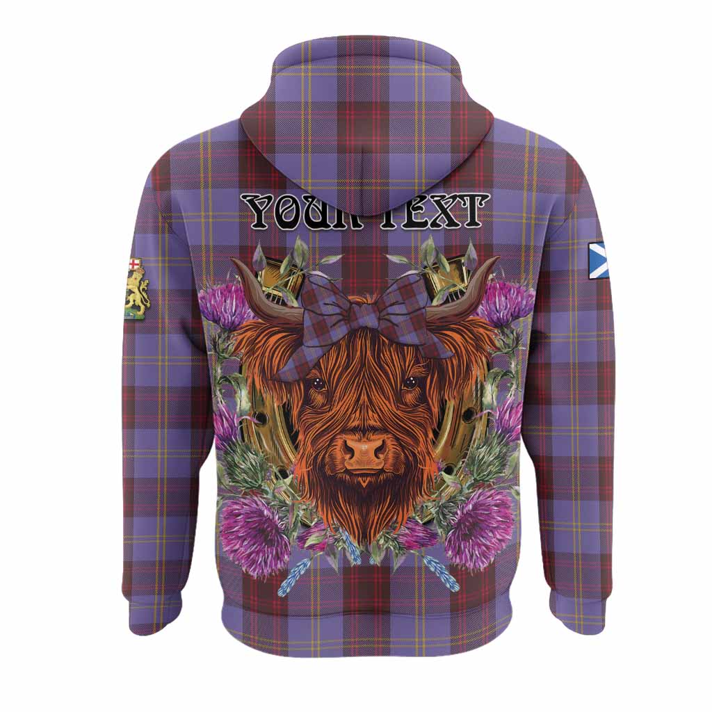Rutherford Tartan Hoodie Scottish Thistle Heilan Coo
