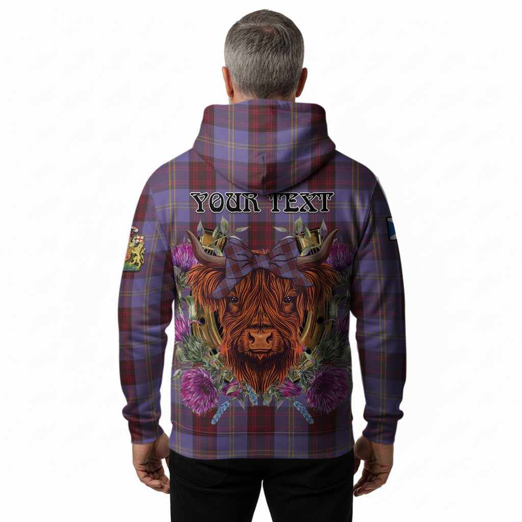 Rutherford Tartan Hoodie Scottish Thistle Heilan Coo