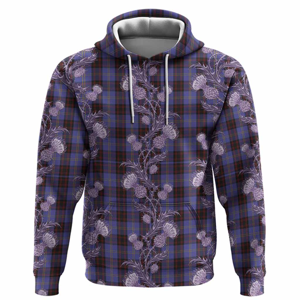 Rutherford Tartan Hoodie Seamless Scottish Thistle Flowers