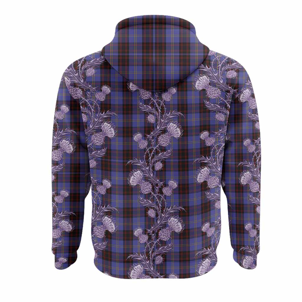 Rutherford Tartan Hoodie Seamless Scottish Thistle Flowers