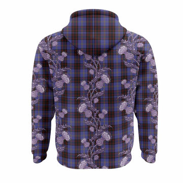 Rutherford Tartan Hoodie Seamless Scottish Thistle Flowers