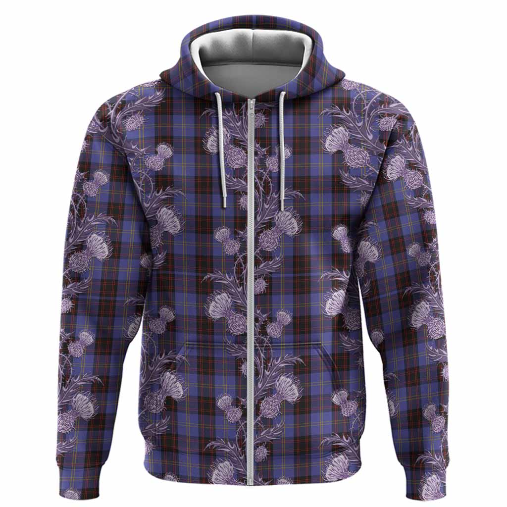 Rutherford Tartan Hoodie Seamless Scottish Thistle Flowers