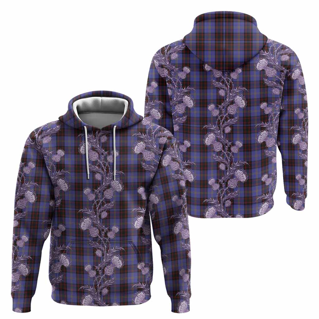 Rutherford Tartan Hoodie Seamless Scottish Thistle Flowers