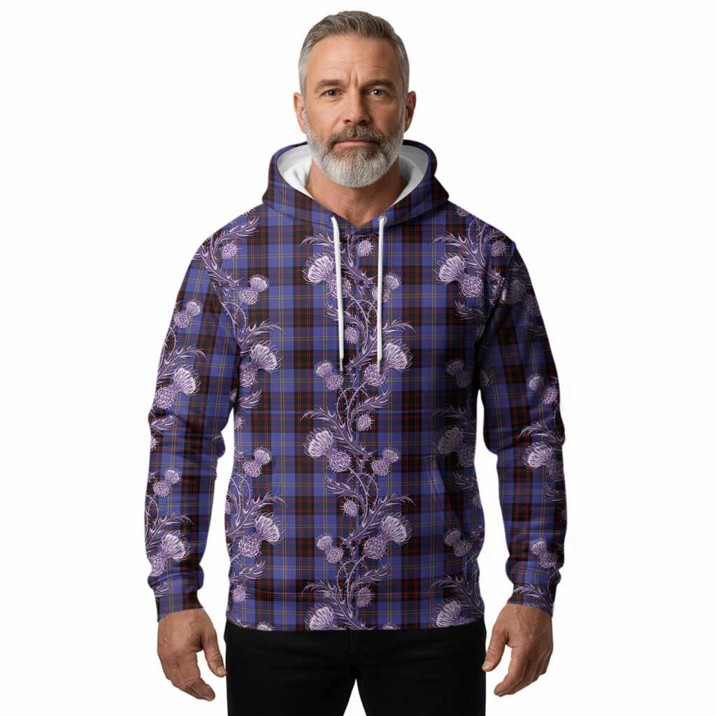 Rutherford Tartan Hoodie Seamless Scottish Thistle Flowers