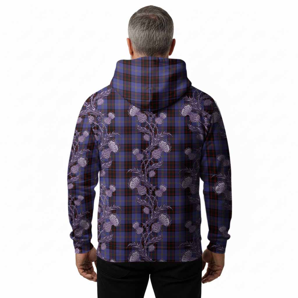 Rutherford Tartan Hoodie Seamless Scottish Thistle Flowers