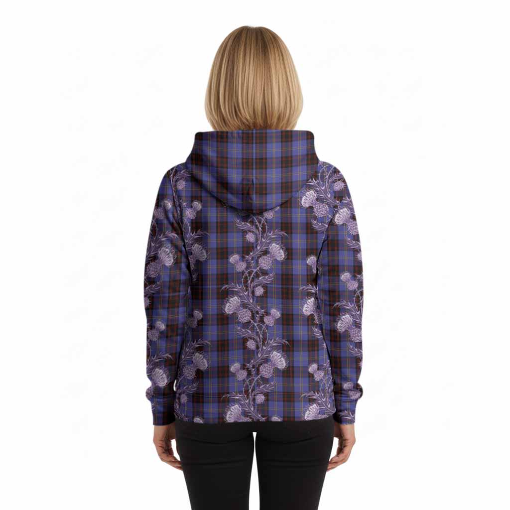 Rutherford Tartan Hoodie Seamless Scottish Thistle Flowers