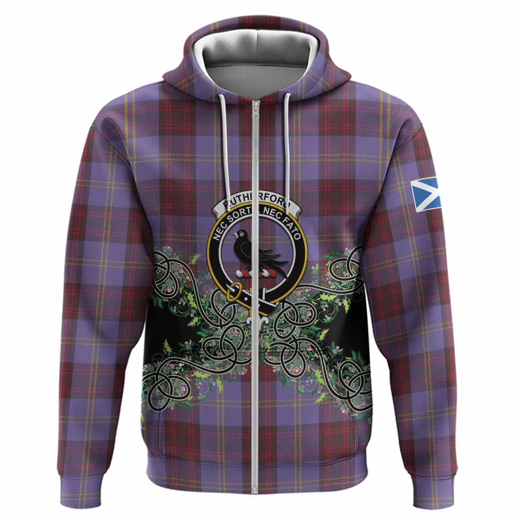 Rutherford Tartan Hoodie Thistle Scottish Spirit