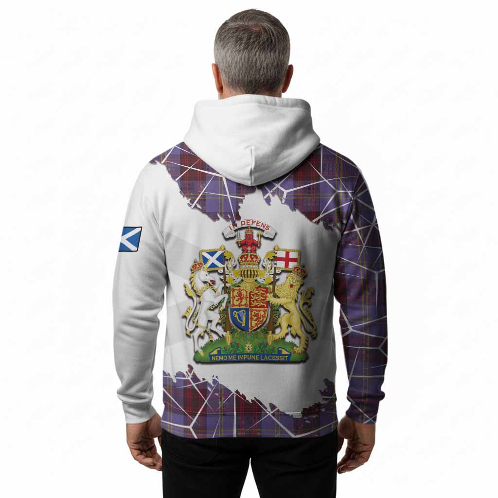 Rutherford Tartan Hoodie with Family Crest and Lion Rampant Grunge Style