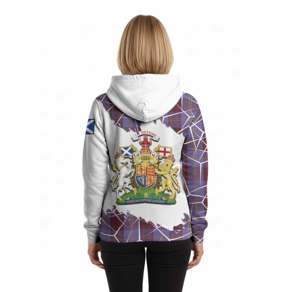 Rutherford Tartan Hoodie with Family Crest and Lion Rampant Grunge Style