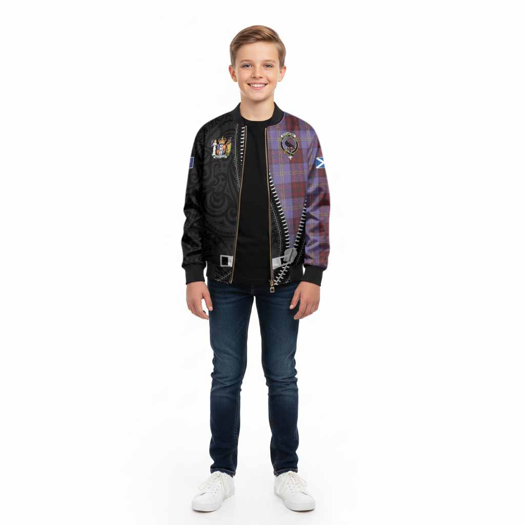 Rutherford Tartan Kid Bomber Jacket New Zealand Pattern Unique Zipper Stylized