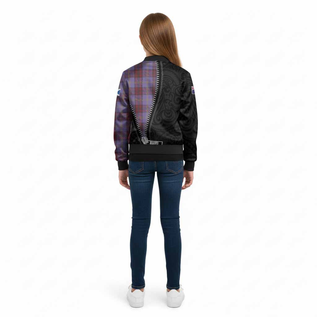 Rutherford Tartan Kid Bomber Jacket New Zealand Pattern Unique Zipper Stylized