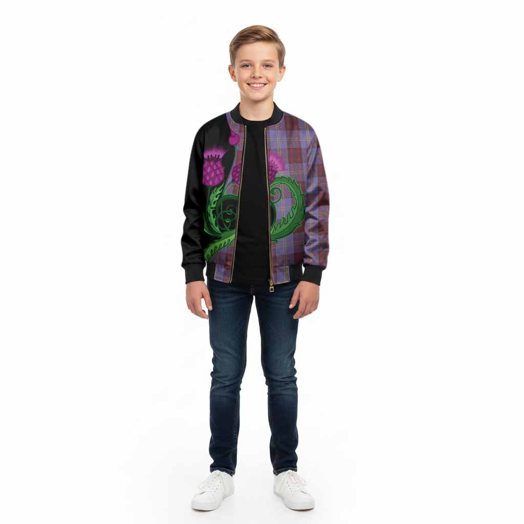 Rutherford Tartan Kid Bomber Jacket Traditional Scottish Thistle