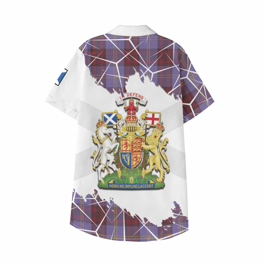 Rutherford Tartan Kid Hawaiian Shirt with Family Crest and Lion Rampant Grunge Style