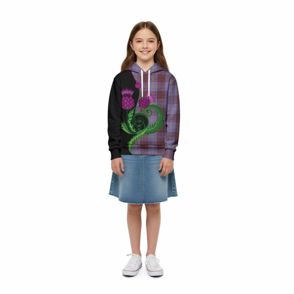 Rutherford Tartan Kid Hoodie Traditional Scottish Thistle