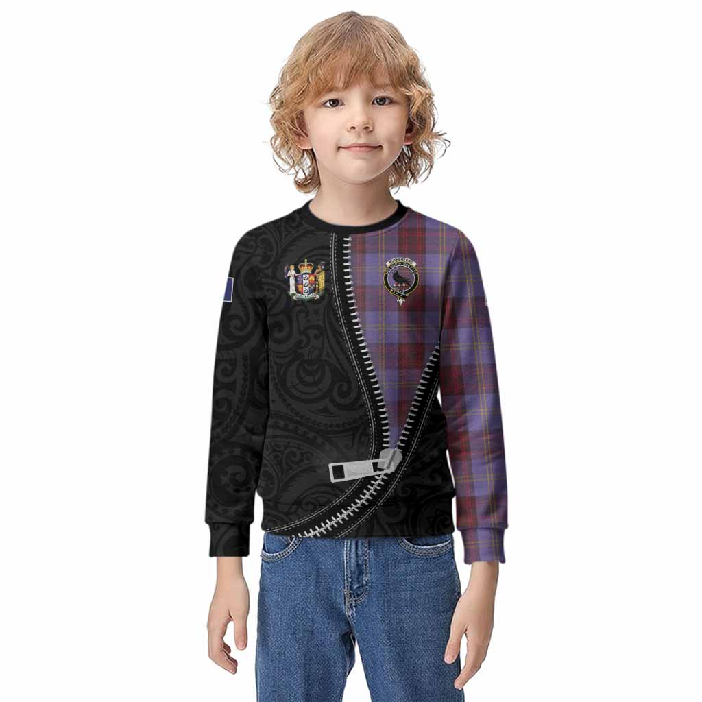 Rutherford Tartan Kid Knitted Sweatshirt New Zealand Pattern Unique Zipper Stylized