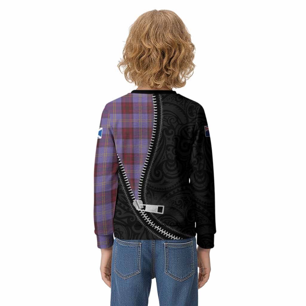 Rutherford Tartan Kid Knitted Sweatshirt New Zealand Pattern Unique Zipper Stylized