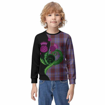 Rutherford Tartan Kid Knitted Sweatshirt Traditional Scottish Thistle