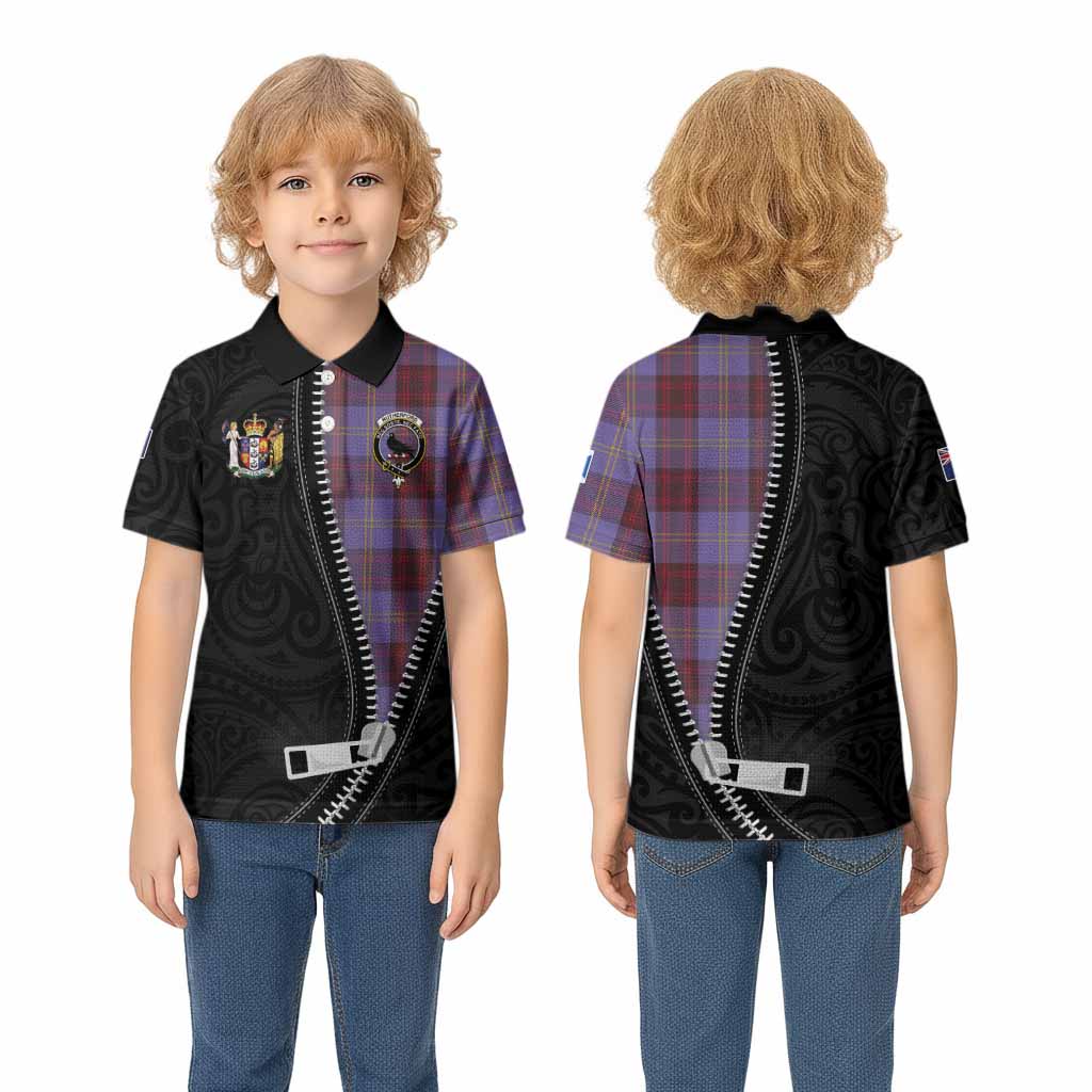 Rutherford Tartan Kid Polo Shirt New Zealand Pattern Unique Zipper Stylized