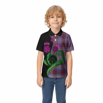 Rutherford Tartan Kid Polo Shirt Traditional Scottish Thistle