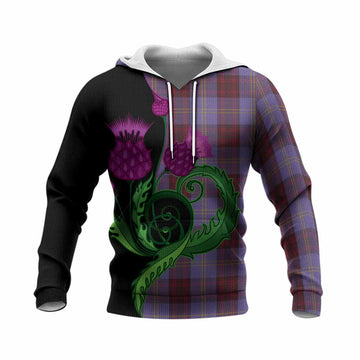Rutherford Tartan Knitted Hoodie Traditional Scottish Thistle
