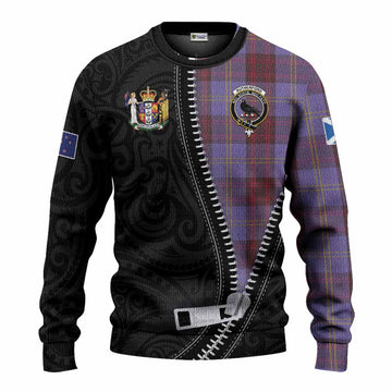 Rutherford Tartan Knitted Sweater New Zealand Pattern Unique Zipper Stylized