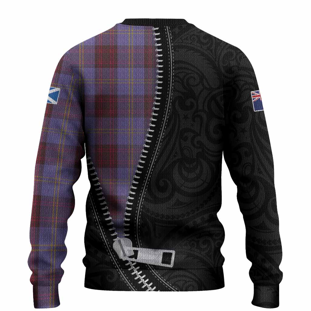 Rutherford Tartan Knitted Sweater New Zealand Pattern Unique Zipper Stylized
